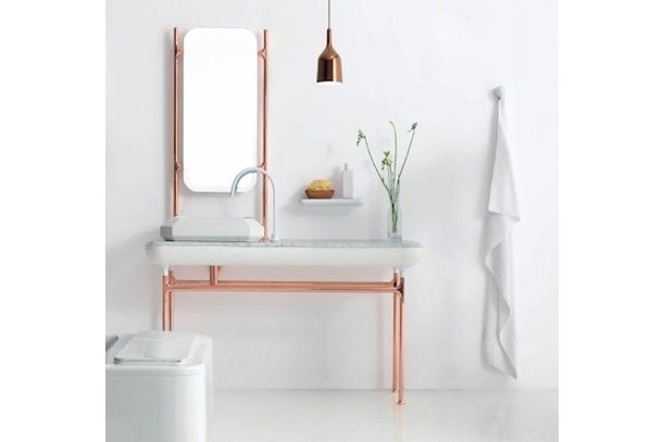 nowoczesne meble łazienkowe inspirowane miedzianymi industrialnymi rurkami, Bisazza Bagno Collection